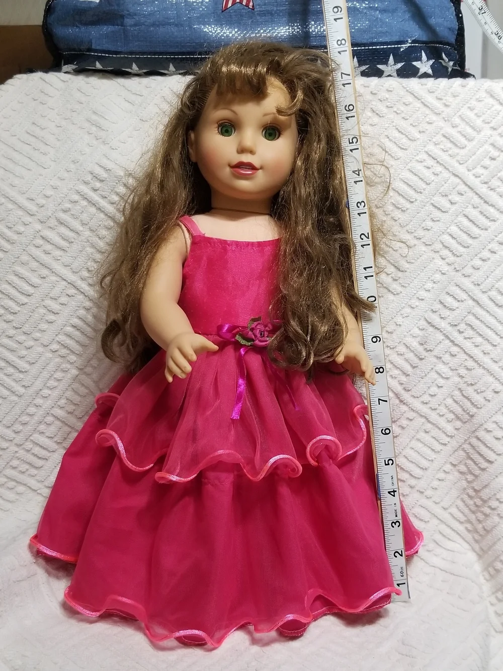 Laura Ashley Kathryn Alyse Doll With A Hot Pink Party Gown & Floral Waist Bow